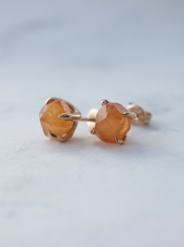 Mandarine Garnet  Crystal Stud Earrings
