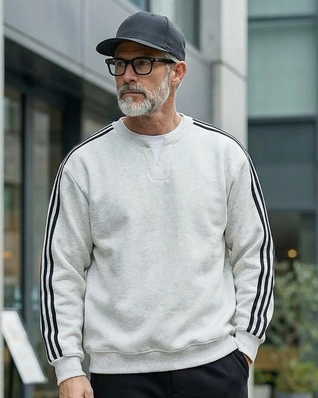 ラインデザイン スリットネックスウェット 3色　A0167