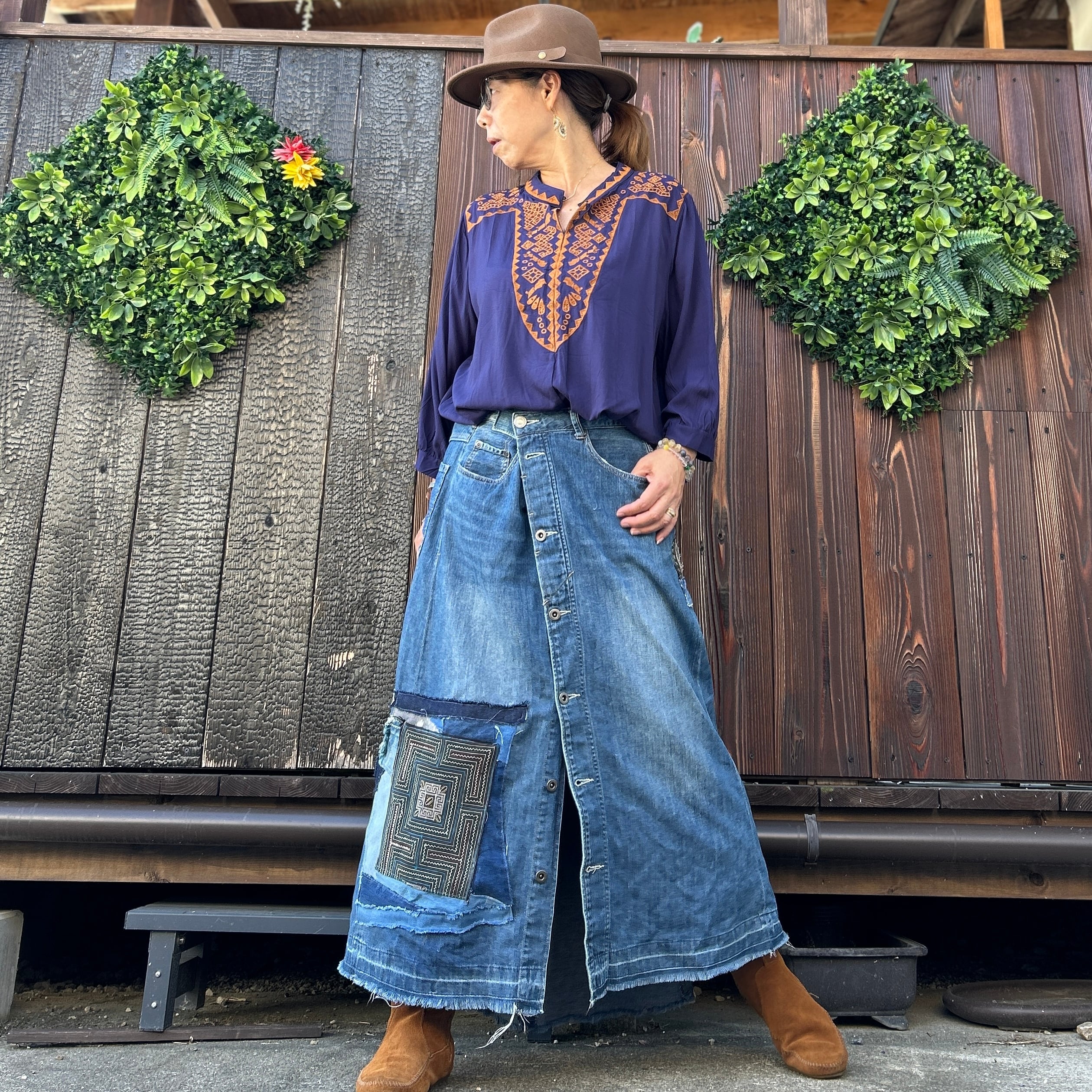 フルボタンリメイクデニムスカート | アジアン雑貨ルチュ