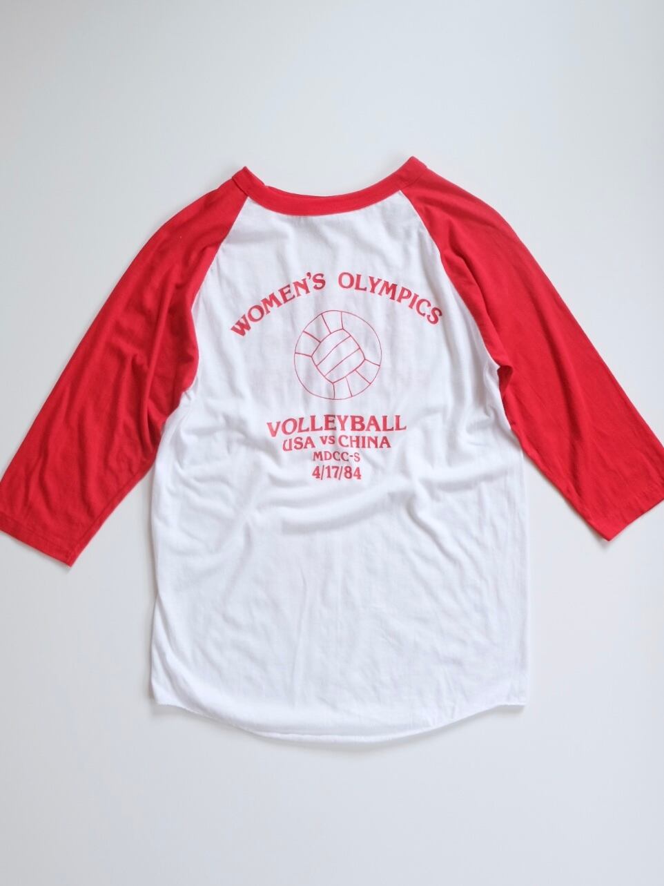 80s Volleyball raglan sleeve tee