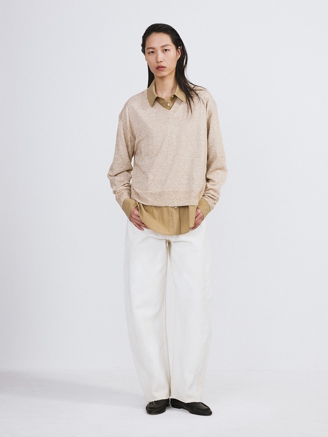 [RECTO][WOMEN] PAINTED DETAIL CURVED DENIM PANTS (ECRU) 正規品 韓国ブランド 韓国通販 韓国代行 韓国ファッション レクト 日本 店舗