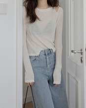 See-through design long sleeve Top　T20062
