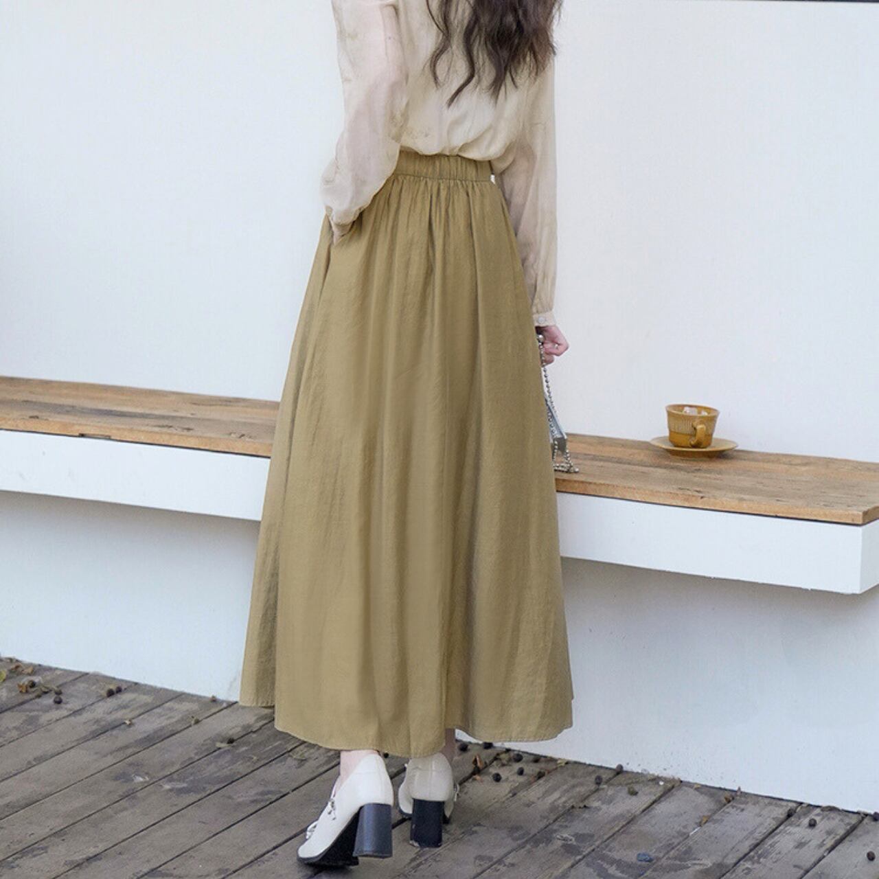Olive Breeze Flare Skirt R0141