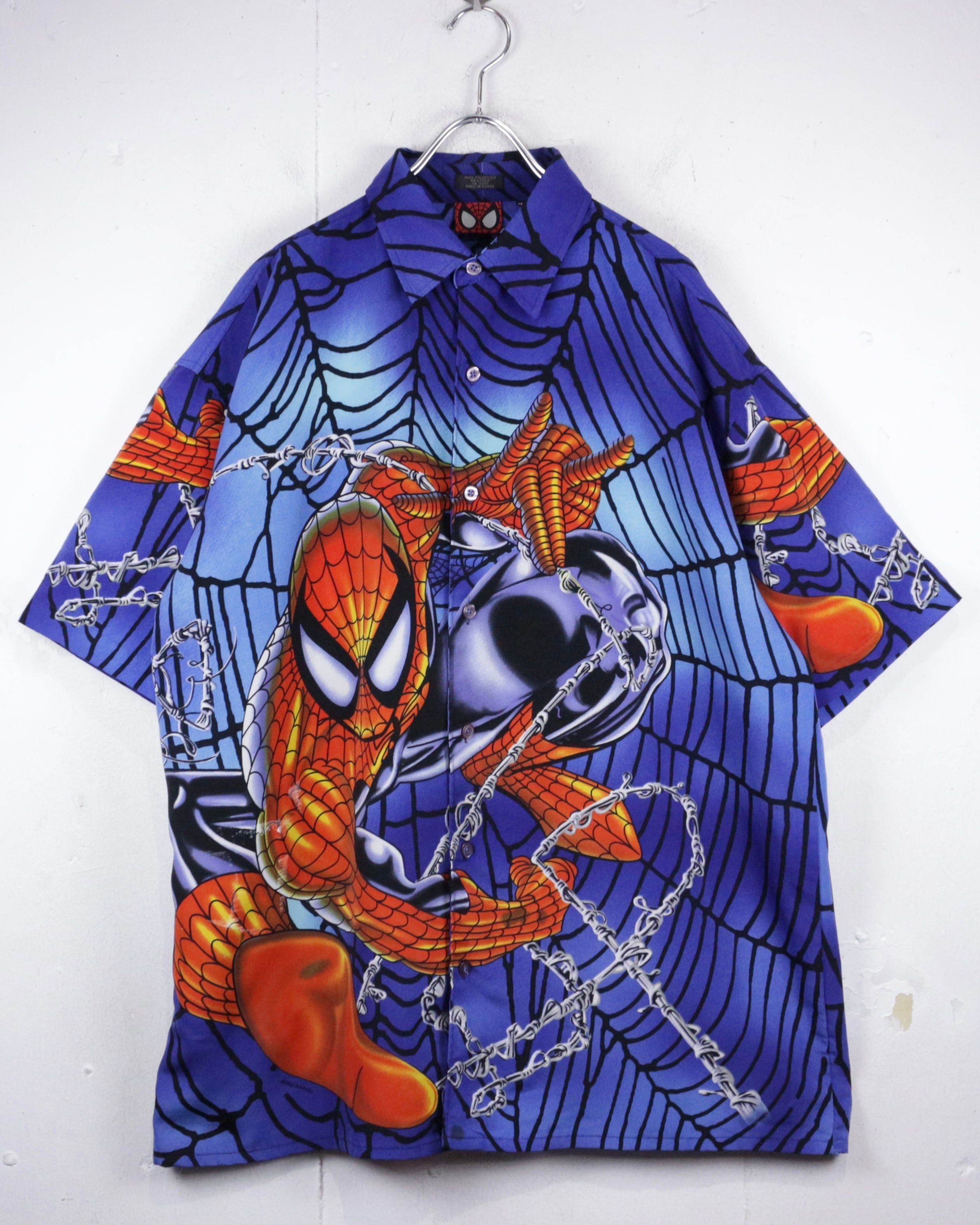 古着屋macha Caka act2】“Spider-Man” Full Print Design Loose S/S Shirt | Caka