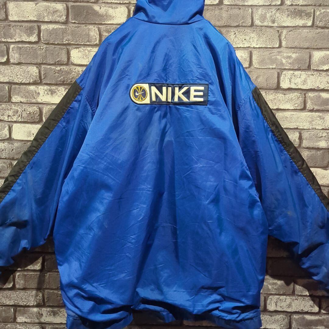 激レア/NIKE 中綿ナイロンジャケット90s バックロゴ刺繍 L 白タグ 