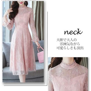 送料無料 未使用 発表会 舞台衣装 パーティ 総レ－ス キュート ミディ丈 ワンピ－ス 7号 S (OPN3427)