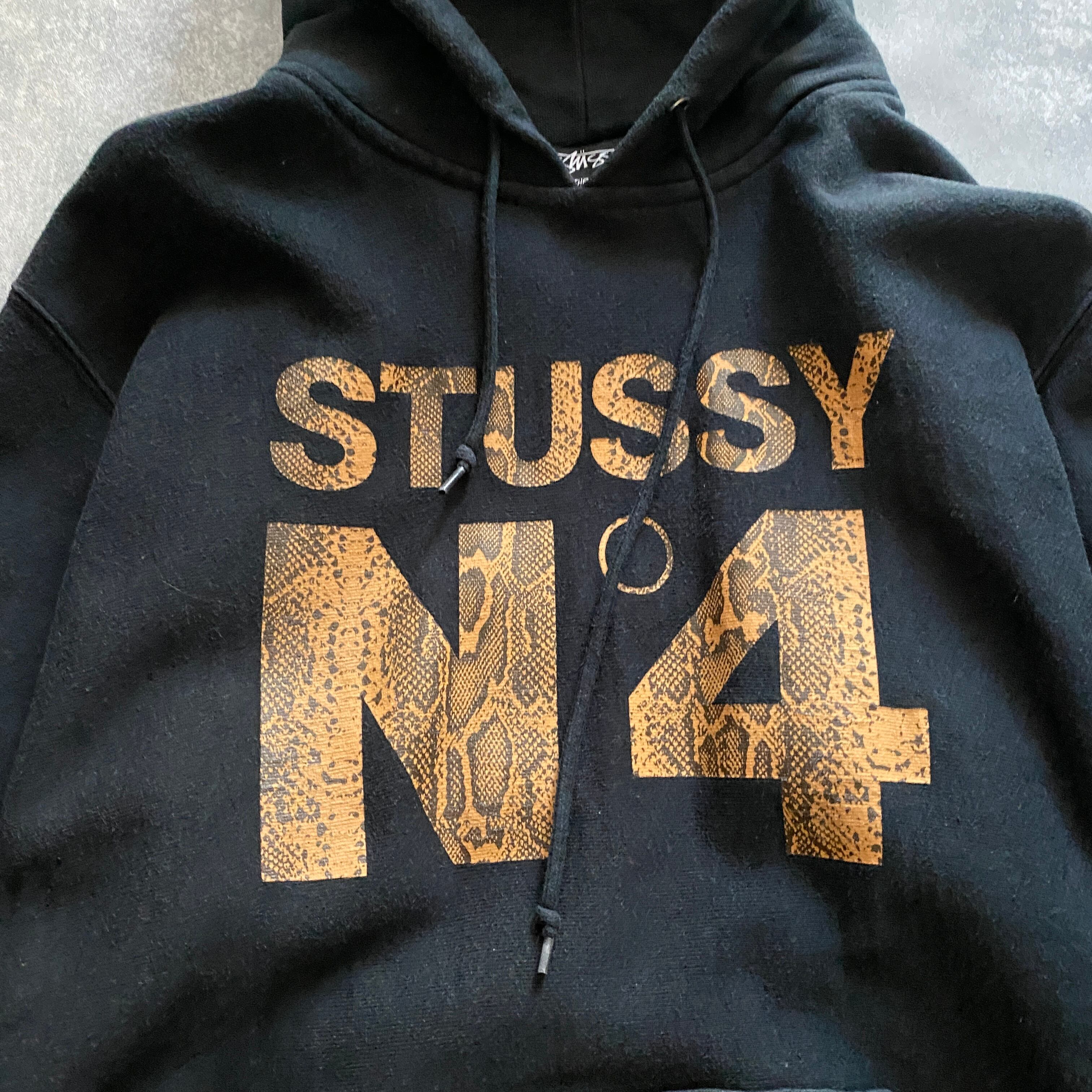 00’s stussy ステューシー　N°4 スネーク柄　プリントロゴ　スウェット　パーカー