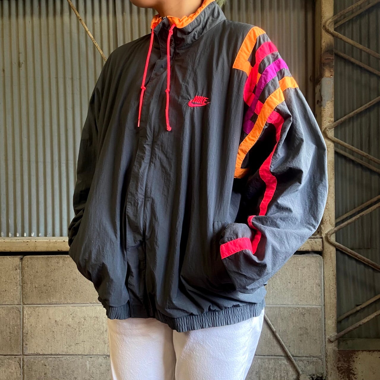 XL 黒タグ 90s Nike ナイキ 中綿 ナイロンジャケット オリーブ