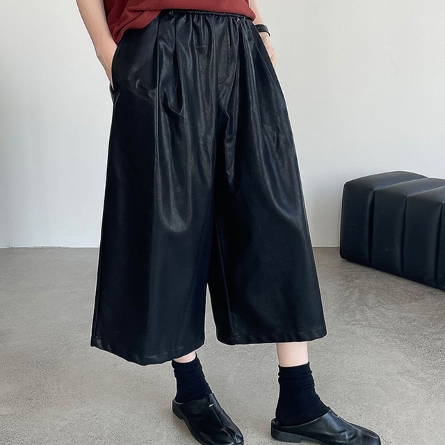 leather mid-length pants J00014