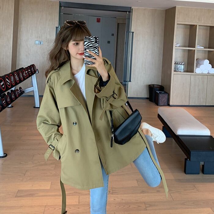 ショートツーリングトレンチコート女性英国スタイル2020年初秋新しいルーズカジュアルストリートフライドジャケット学生ファッションコート クレセントシティ10960472669