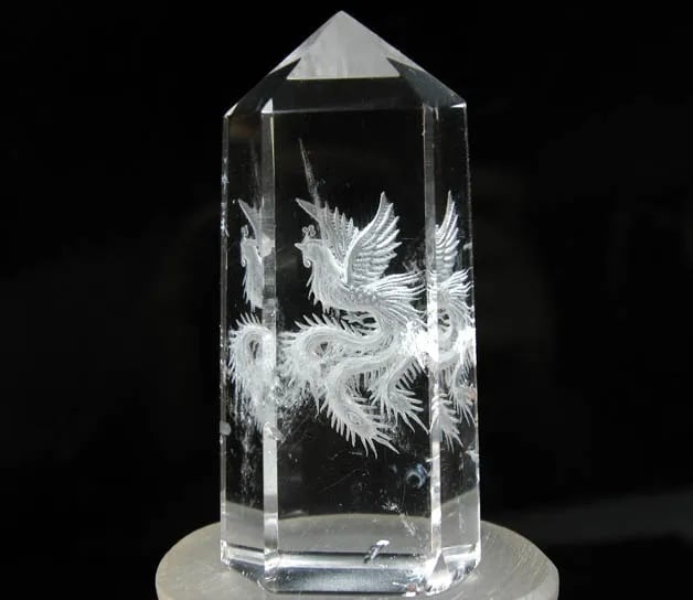 天然本水晶 鳳凰掘り水晶☆立体彫り B999 | 水晶・天然石アクセサリー