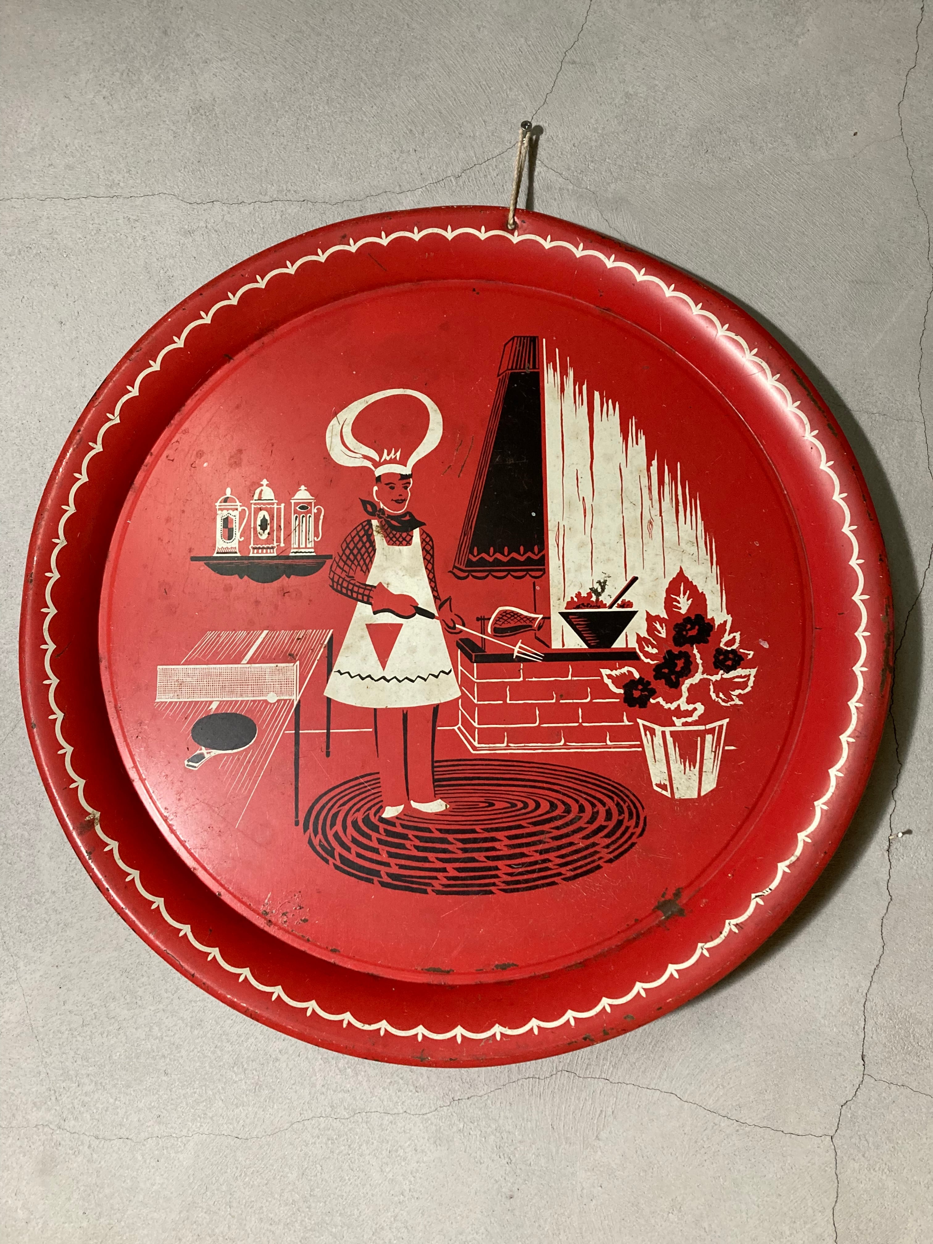 50s MARCELLINE STOYKE BBQ DESIGN TRAY  (beady antiques)