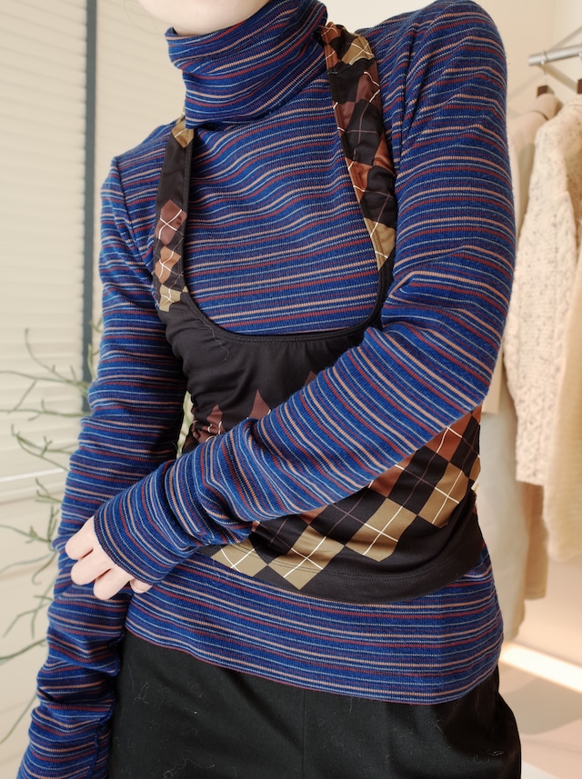 【 ELLISS 】ARGYLE WAVE MIDNIGHT POWER TOP