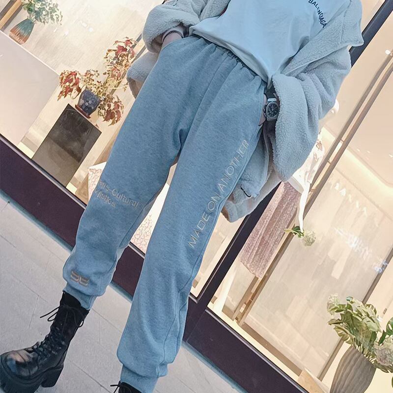 スプリングソリッド カラーカジュアルパンツ 刺繍 大きめサイズ 春物 ソリッドカラー ミックスインファッション60608258767