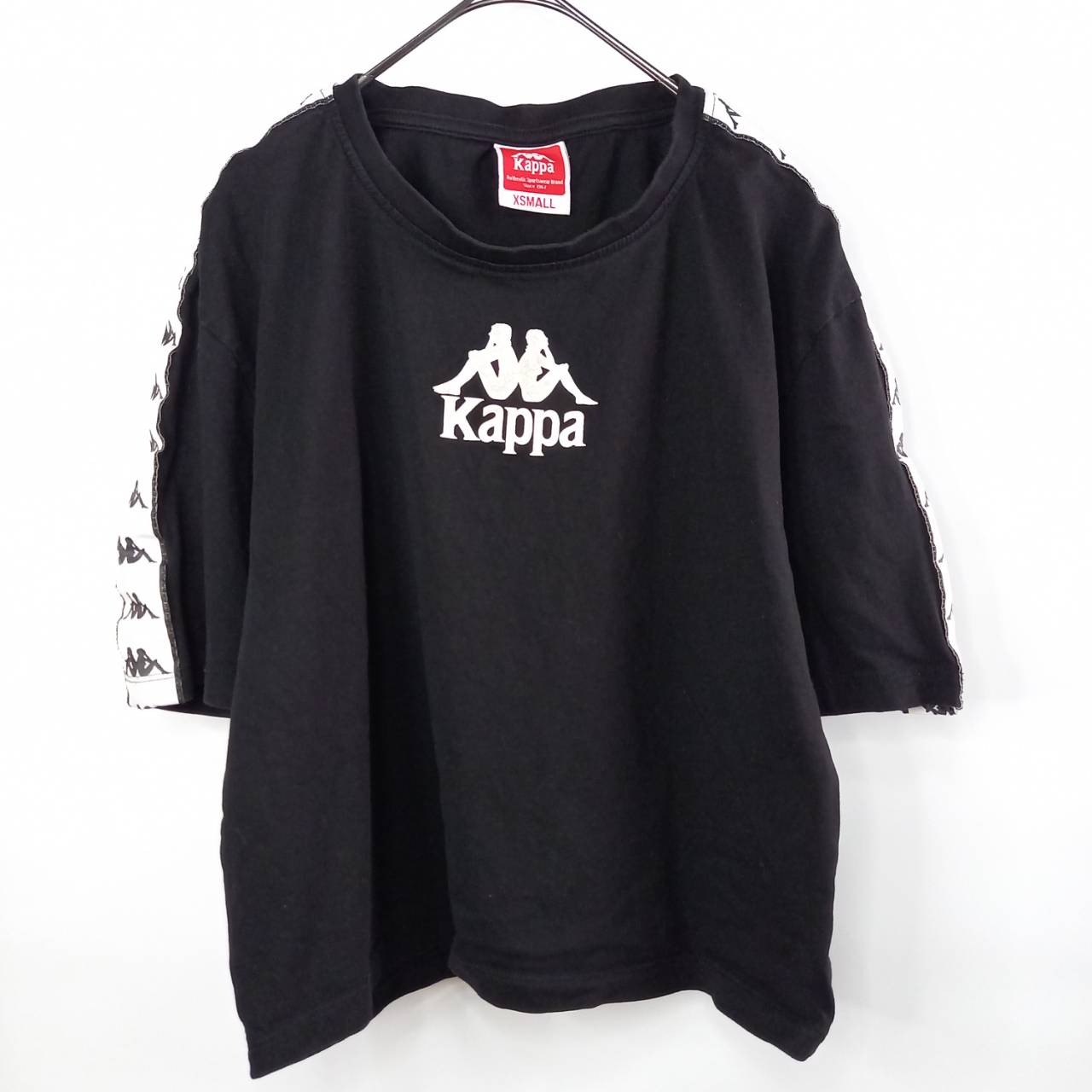 Kappa　カッパ　ショート丈　Tシャツ　半袖　Y2K　プリント　ロゴ　ブラック　XS