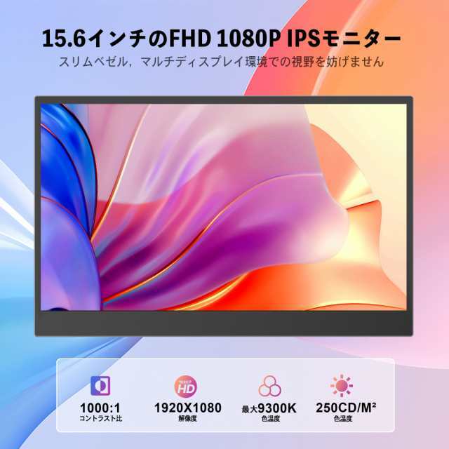 モバイルモニター15.6インチ 1920*1080 IPS液晶 非光沢 薄型軽量 モバイルモニター15.6型 1920x1080FHD モバイルディスプレイ ゲーム