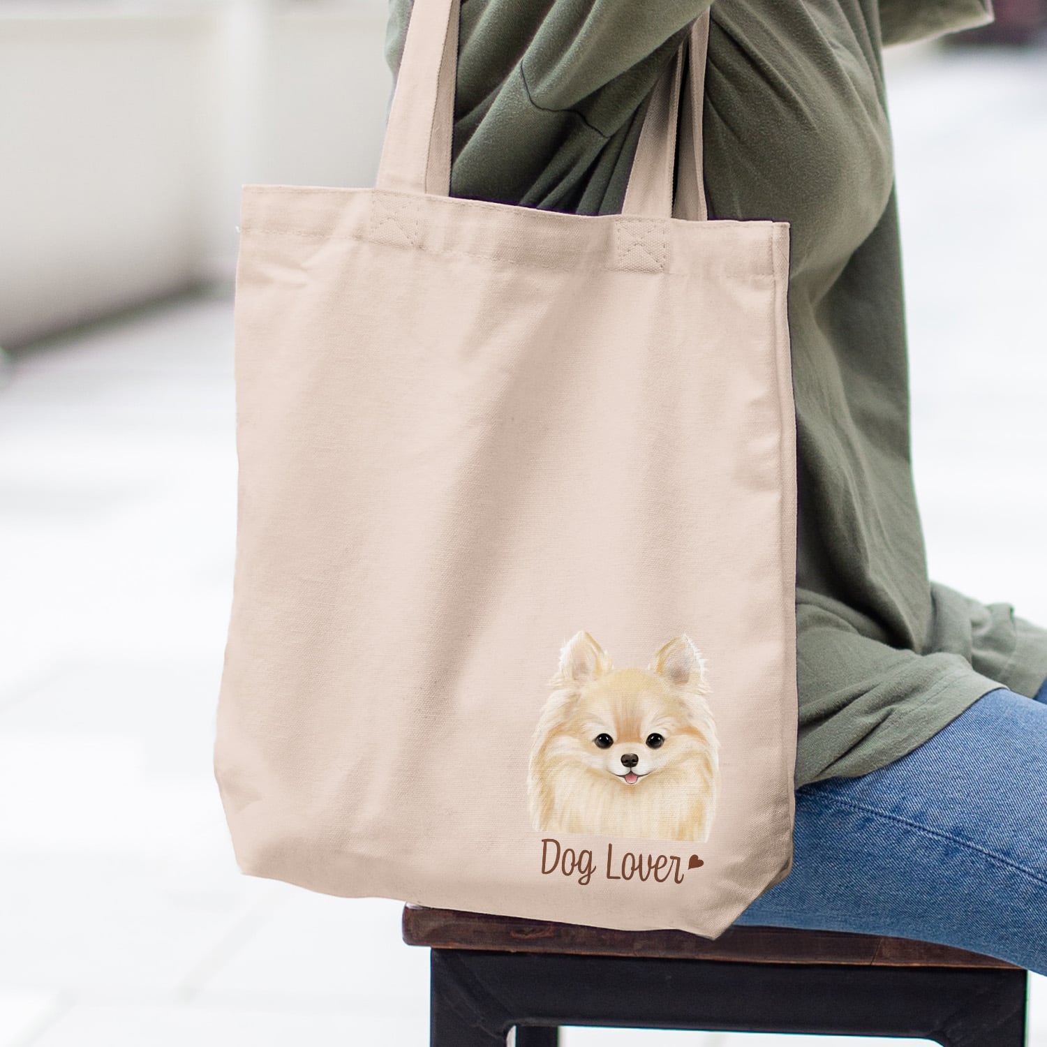 ポメラニアン 水彩画風 毛色6色 】 キャンバス トートバッグ 犬 ペット
