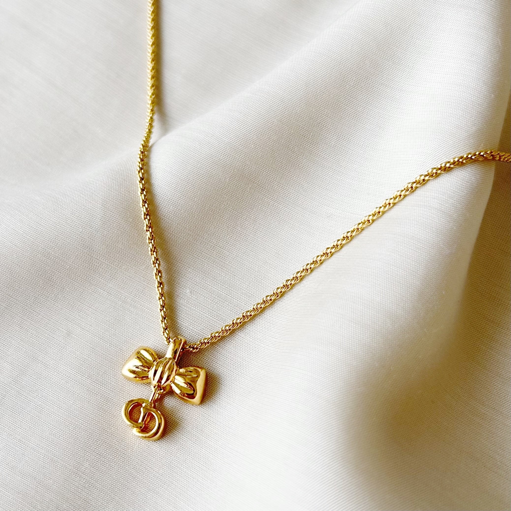 N5611】Christian Dior logo ribbon necklace/クリスチャンディオール