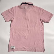 TOMMY HILFIGER トミーヒルフィガー 重ね襟デザイン ナンバリング 鹿の子 半袖 ポロシャツ XL/ピンク メンズ