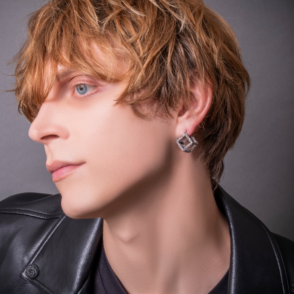 フレームキューブピアス 片耳用 ACE0168 Frame cube earrings シルバー