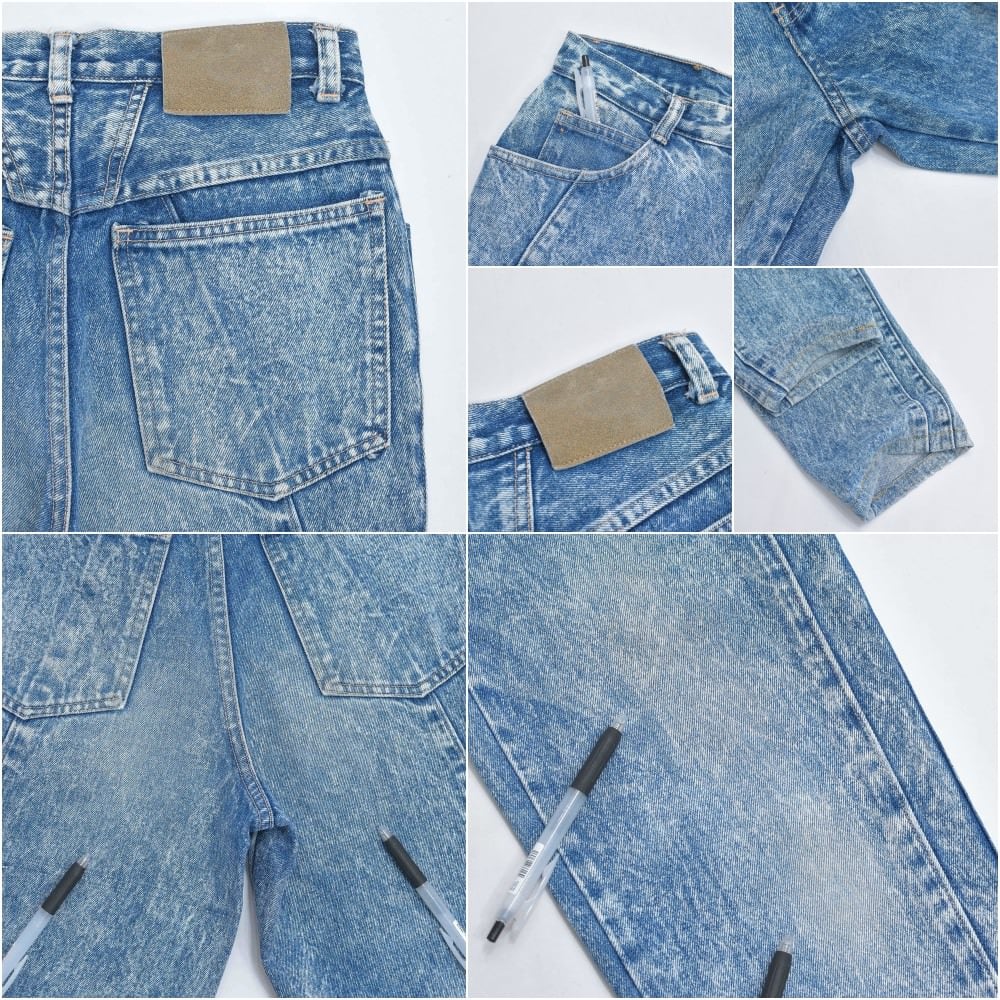 Vintage 切り替えデザイン ケミカルウォッシュ テーパード デニム