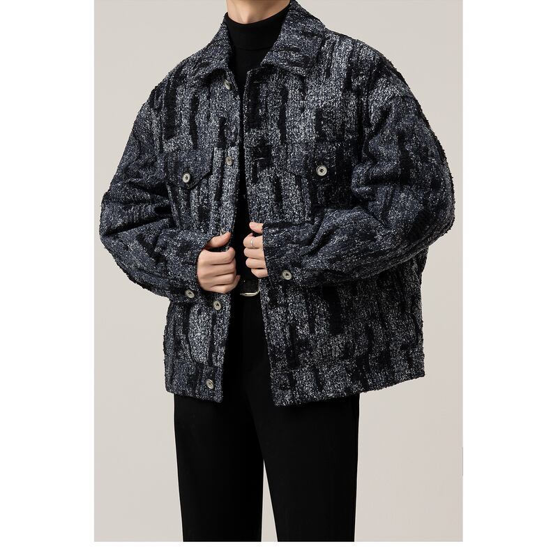 pattern woven button-down tailored collar long sleeve work jacket mr0089