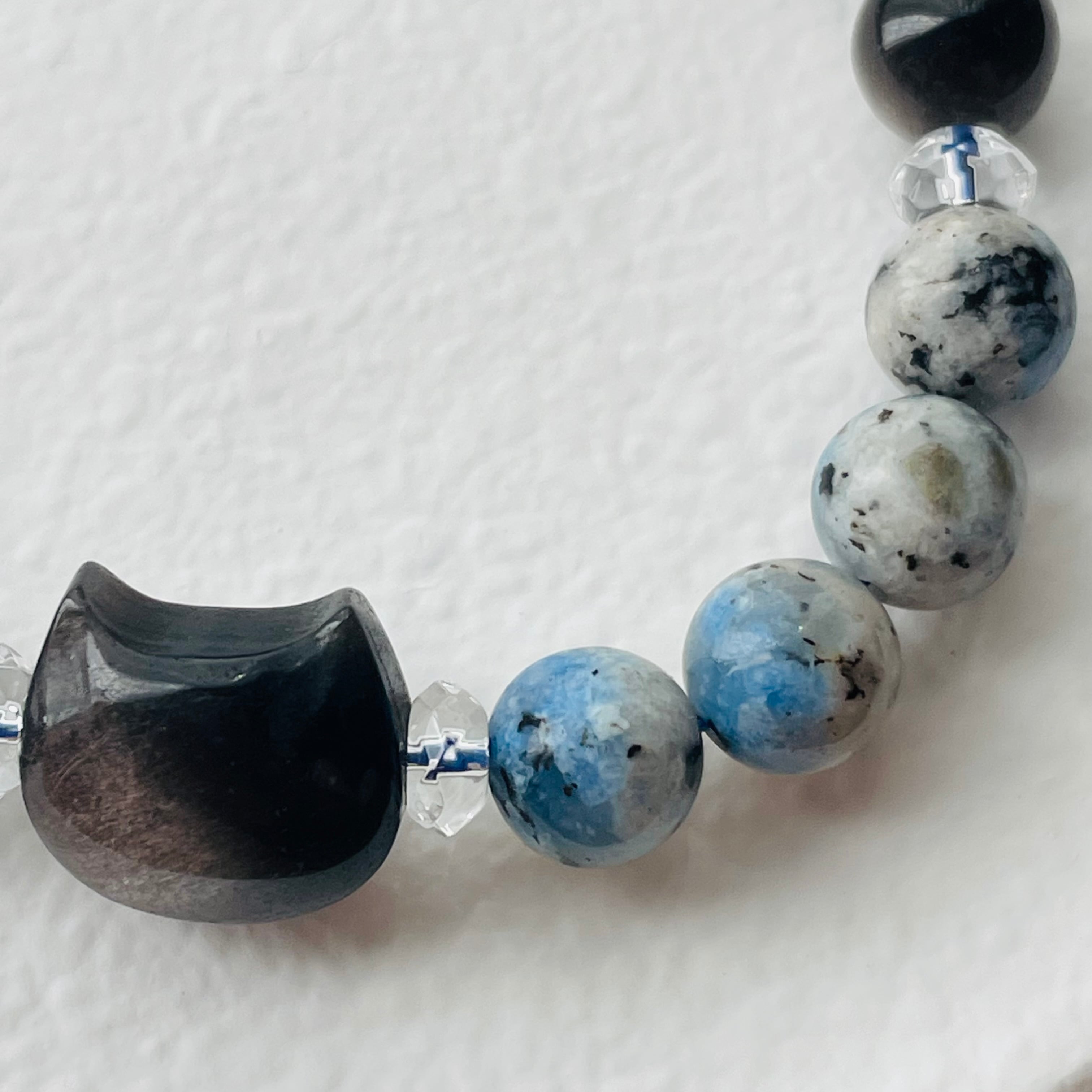 31222-④猫×パワーストーン｜ブレスレット｜魔除け・ヒーリング・浄化｜ ネコ ねこモチーフ 猫雑貨 猫グッズ アクセサリー 天然石  プレゼント ギフト レディース