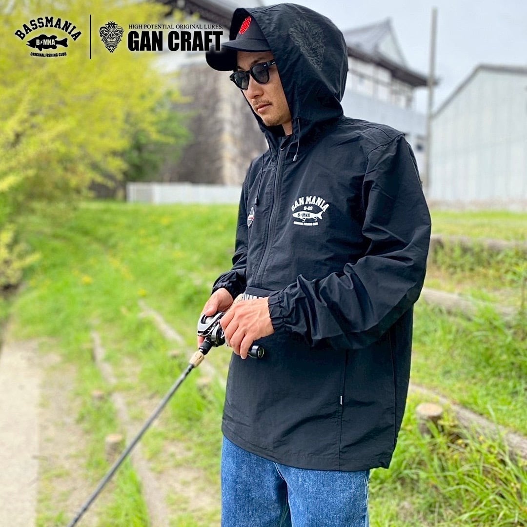GANCRAFT×BASSMANIA】GANMANIA Logo half zip jacket［BLK］［限定生産