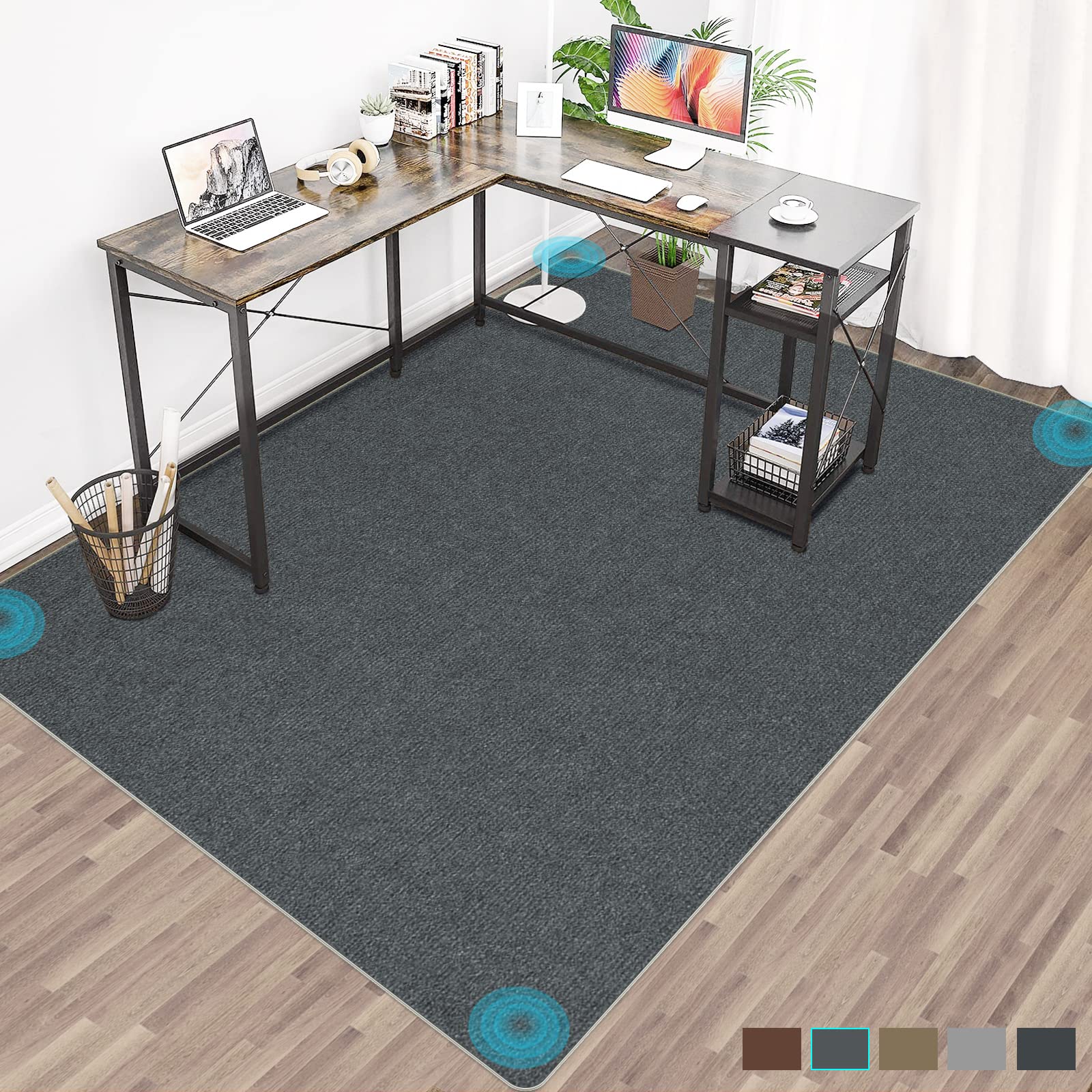 【努力特価】デスク チェアマット 床保護【大判サイズ130 ×160cm 】PVC Hriiiiya ずれない4mmカーペットゲーミング椅子 フロアマット床傷防止 凹みキズ・防音椅子の下に敷くパッド 防カビ机下 セルフ粘着