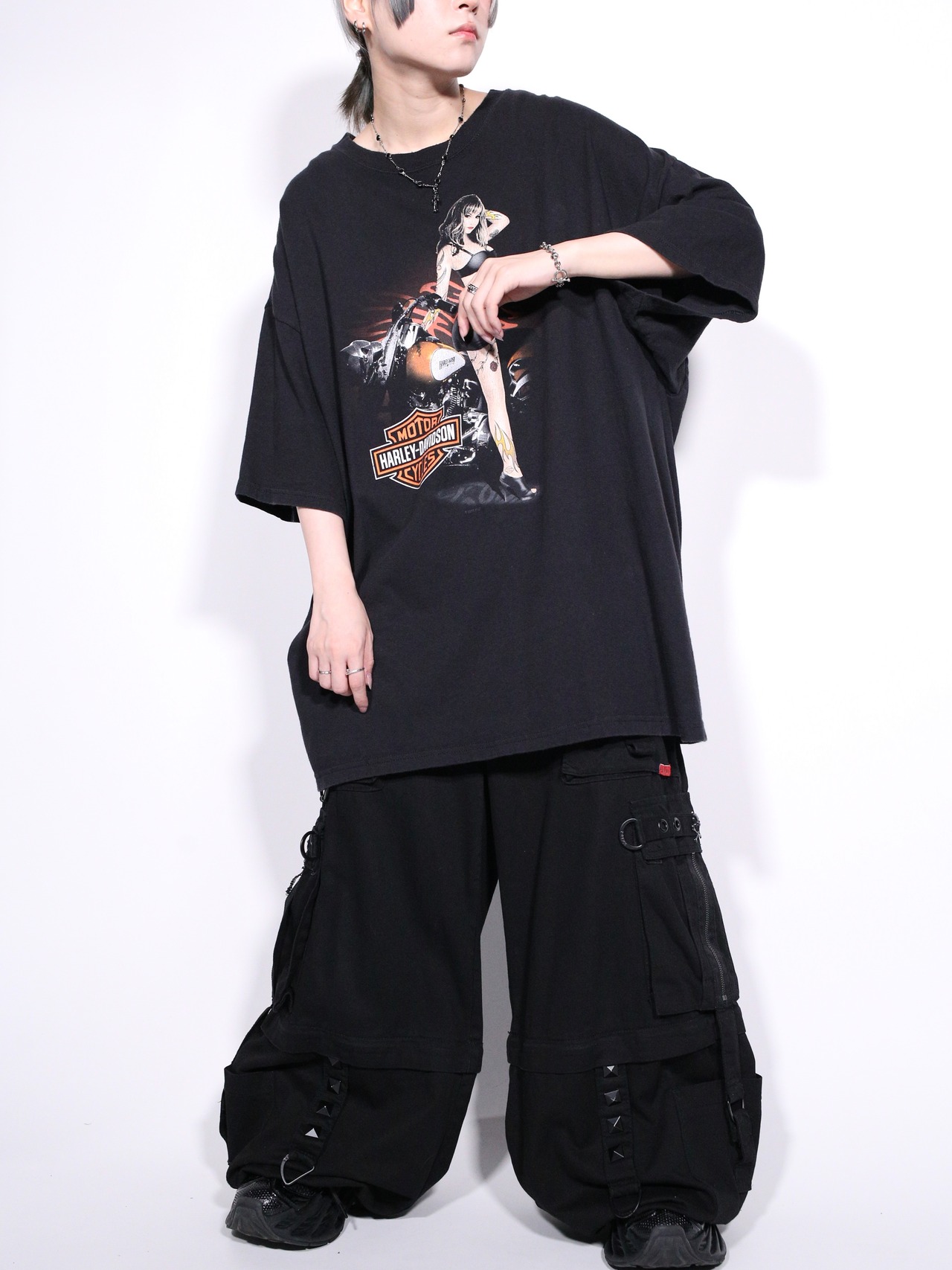 "Harley-Davidson" XXL over size  front and back print tee - 2