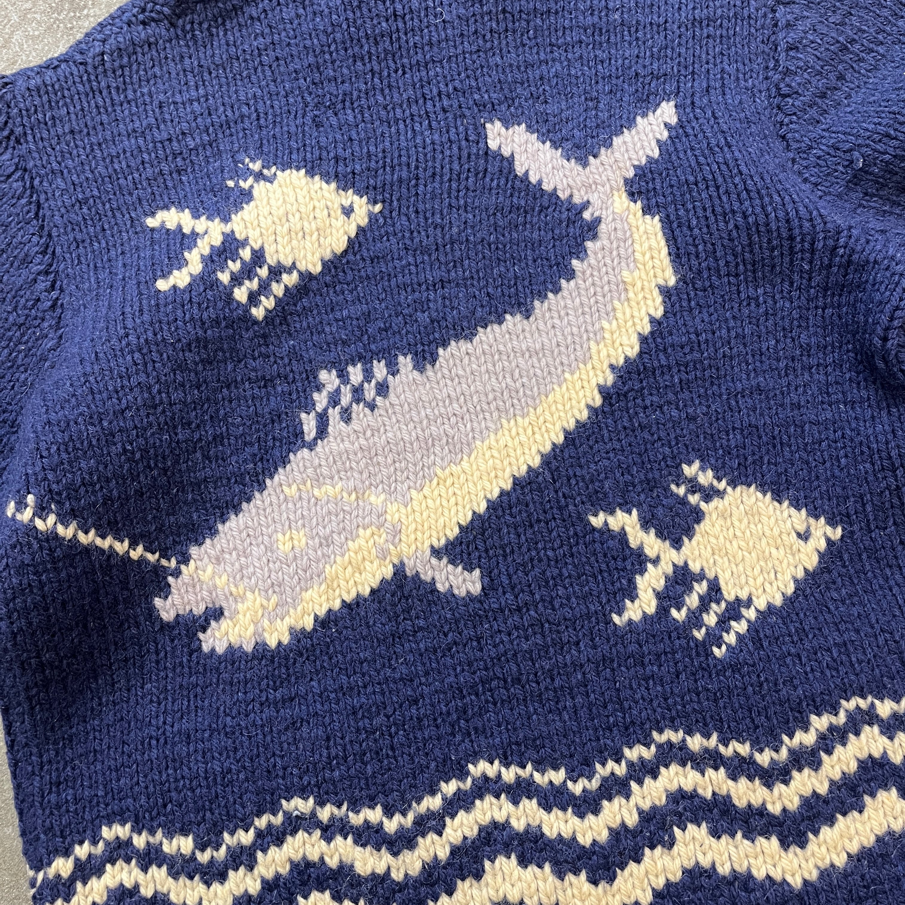 60s Fish Pattern Cowichan Knit Cardigan 60年代 魚柄 カウチンニット
