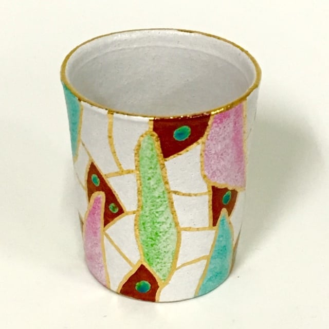 金彩色絵カップ【白】(170420-1)