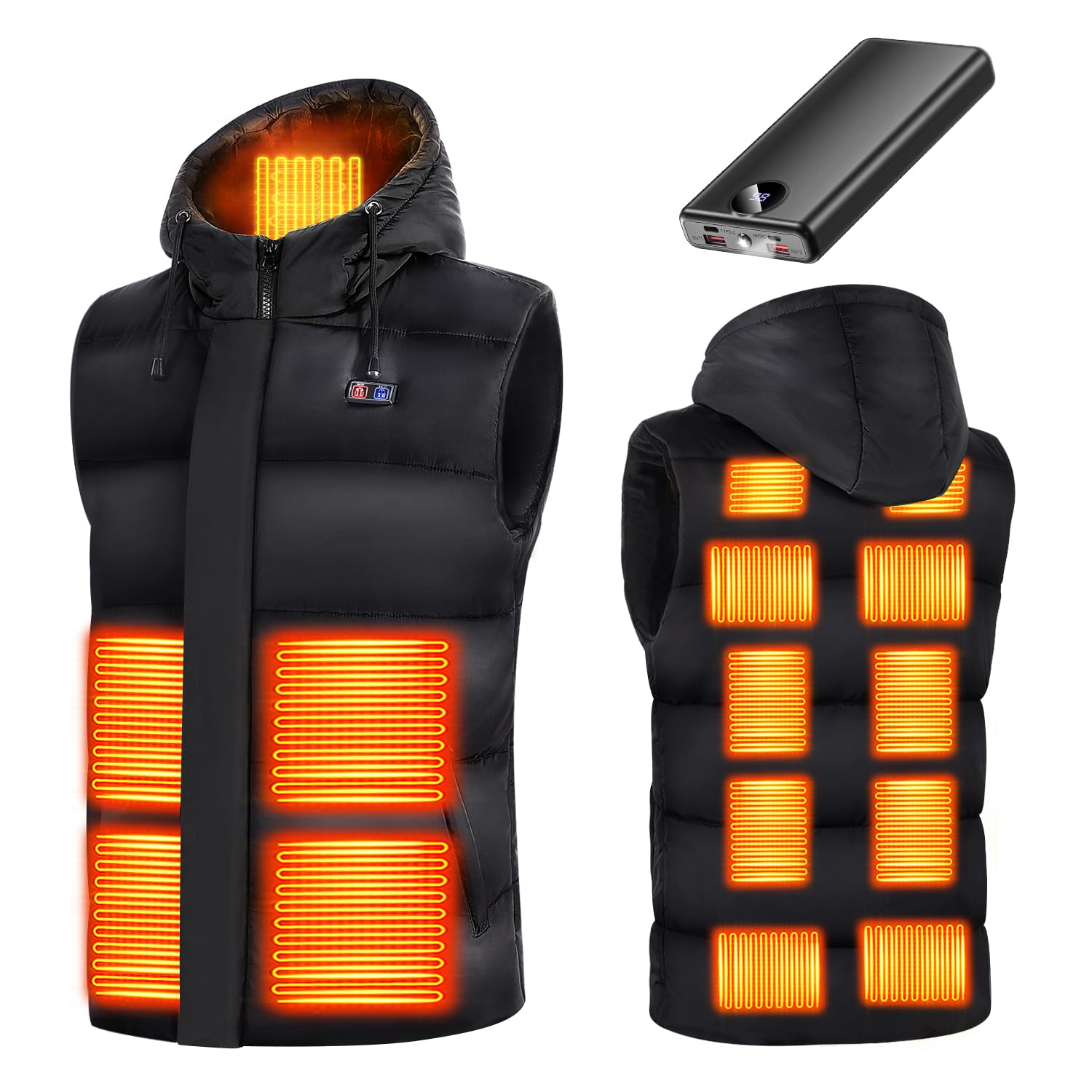 Vivisan 電熱ベスト ブラック Lサイズ Vivisan] 電熱ベスト 【2025新登場 日本製ヒーター】 大容量40000mAh