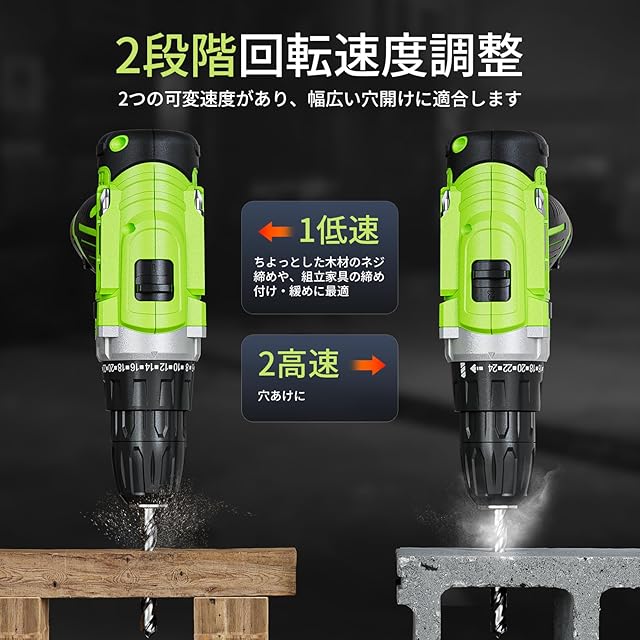 高トルクコードレスインパクトドライバー 家具組立て, DIY, 締付工具 電動ドライバー 10.8V 充電式 高トルク 2段変速 25段階クラッチ 軽量