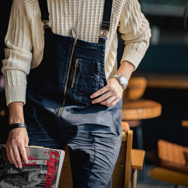 フロントジッパーのワイドレッグオーバーオールA18228