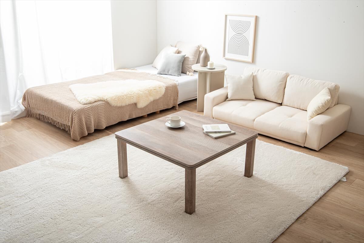 正方形:天板 75cm×75cm】Kos こたつ&掛け布団2点セット ブラウン