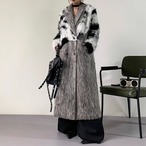 Vintage High-End Long Wool Coat with Leather & Fur Patchwork (ME231)