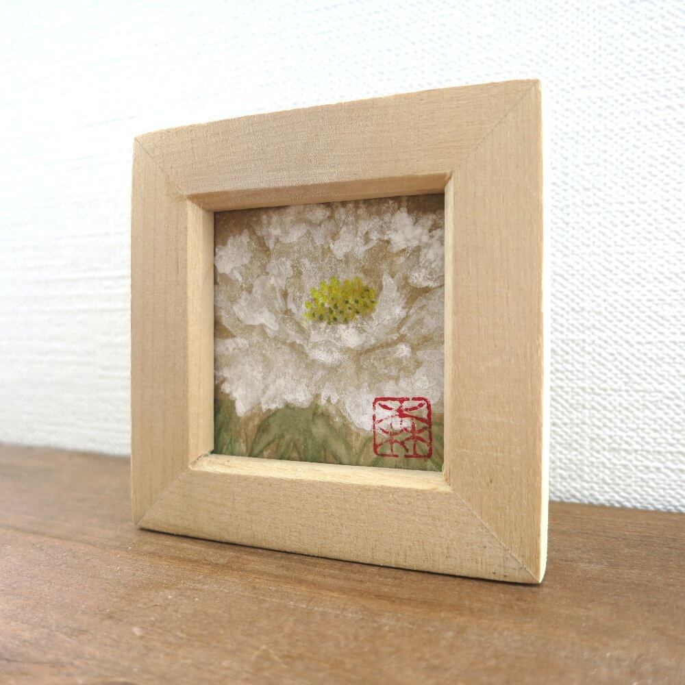 日本画原画】白牡丹ー静けさの中に花開くー ミニ原画 和モダン
