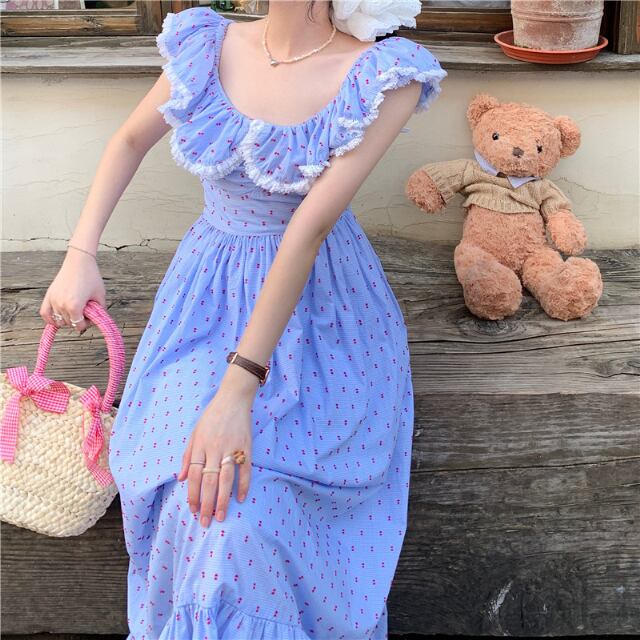 予約販売】ワンピース レディース レトロ フリル オフショルダー