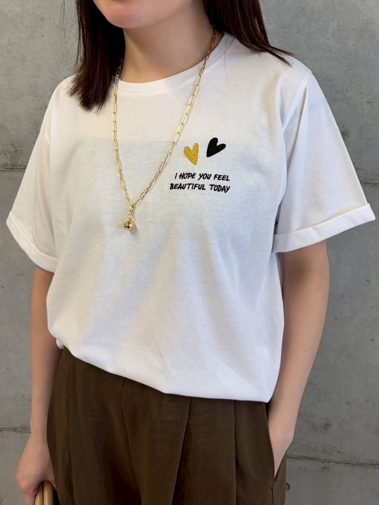 ロージー  Rosiee ハート×ロゴ刺繍Tシャツ