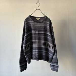 -Eddie Bauer- 90's multi border cotton knit sweater