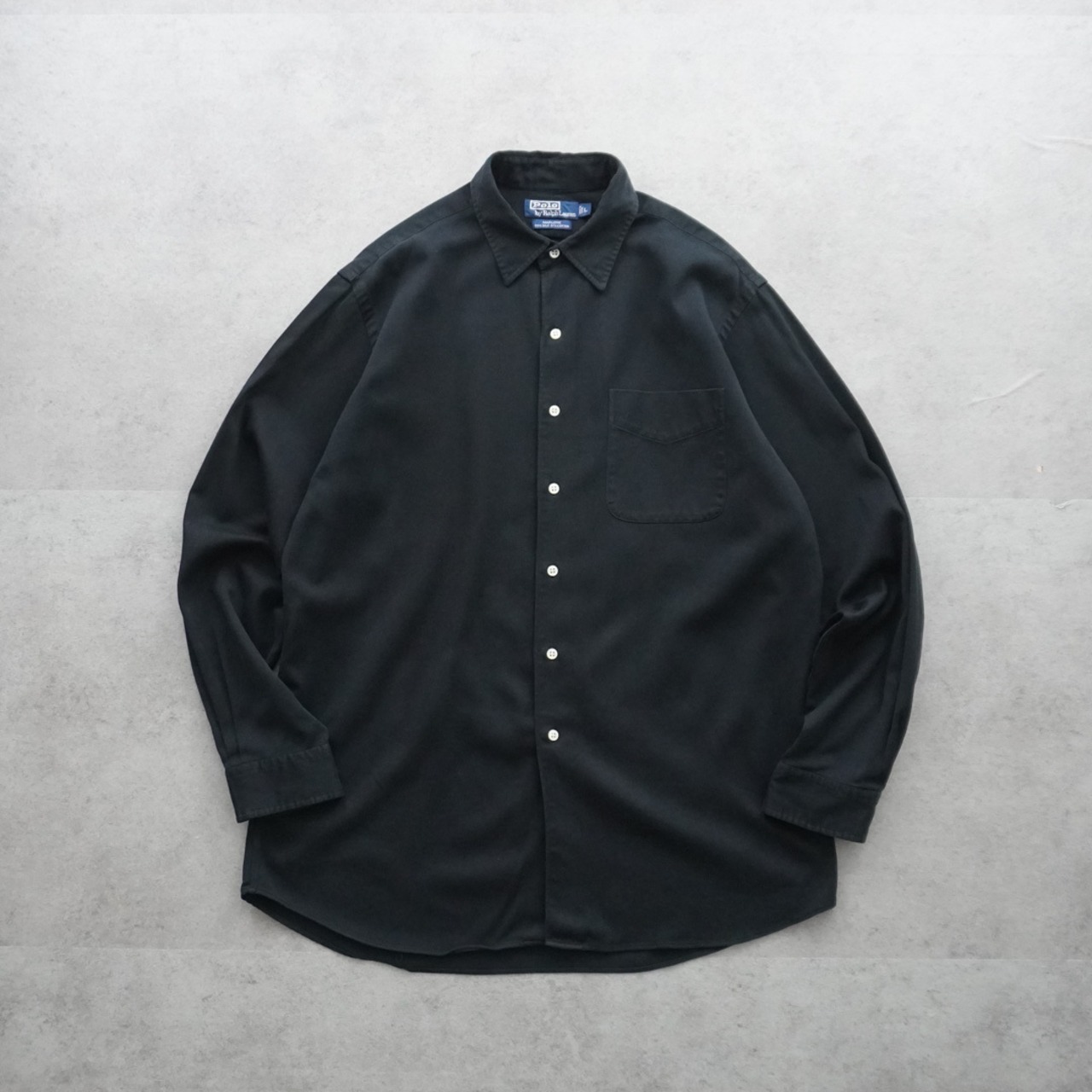 Polo by Ralph Lauren SILK COTTON shirt black "MARLOWE" [L] 古着 - 1