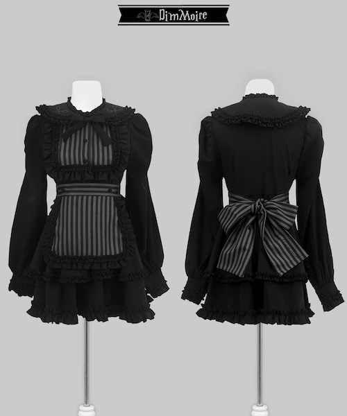 絶メイドワンピース【Black&Stripe】