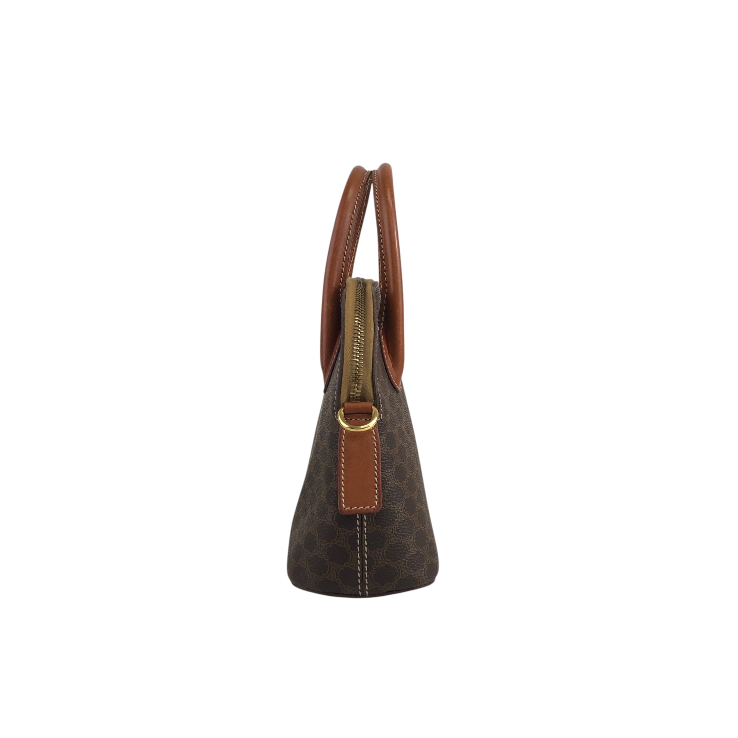 CELINE セリーヌ マカダム ショルダーバッグ ブラウン PVCレザー 2WAY CELINE セリーヌ マカダム ショルダーバッグ ブラウン PVCレザー 2WAY