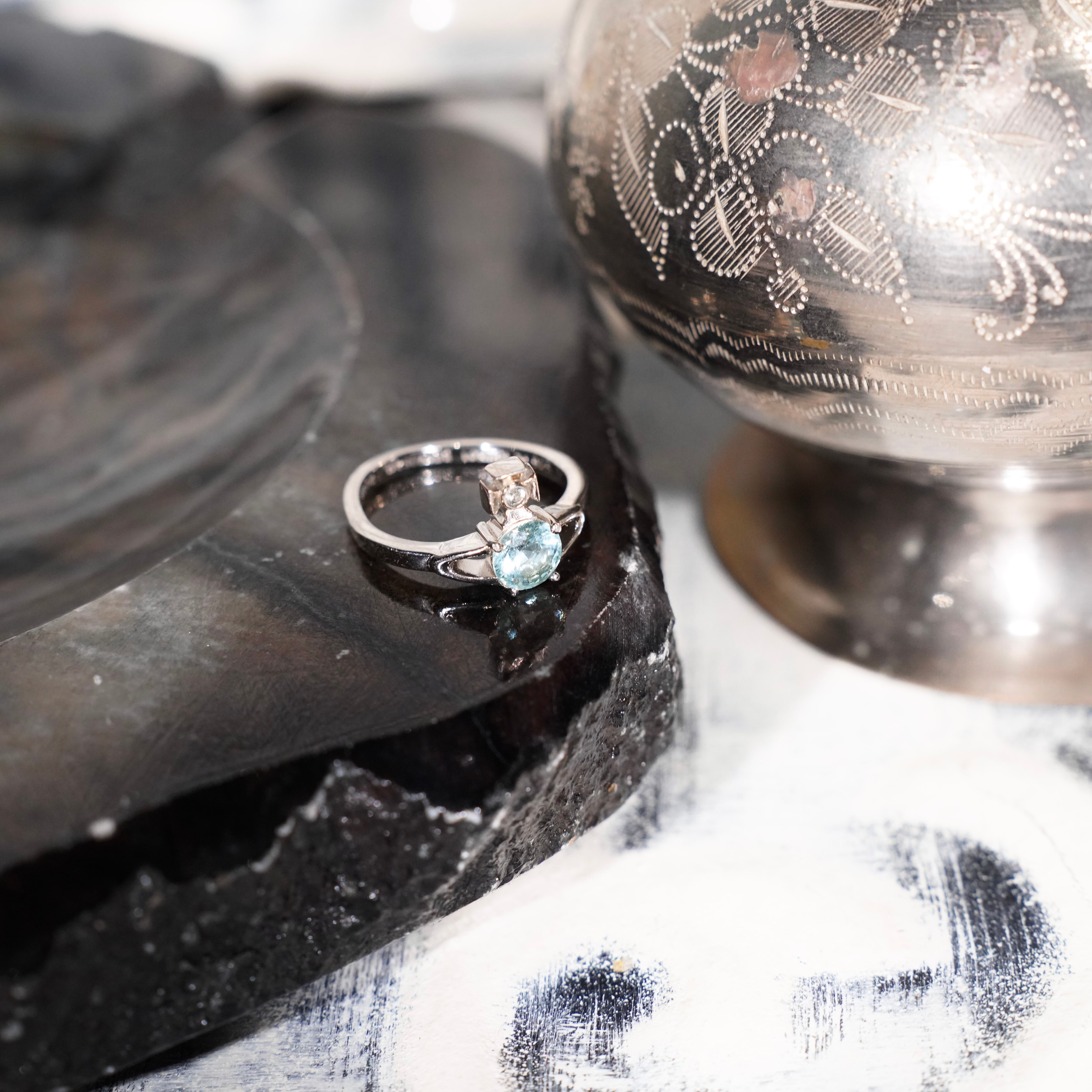 Vivienne Westwood REINA PETITE RING ORB COLOR STONE SILVER RING