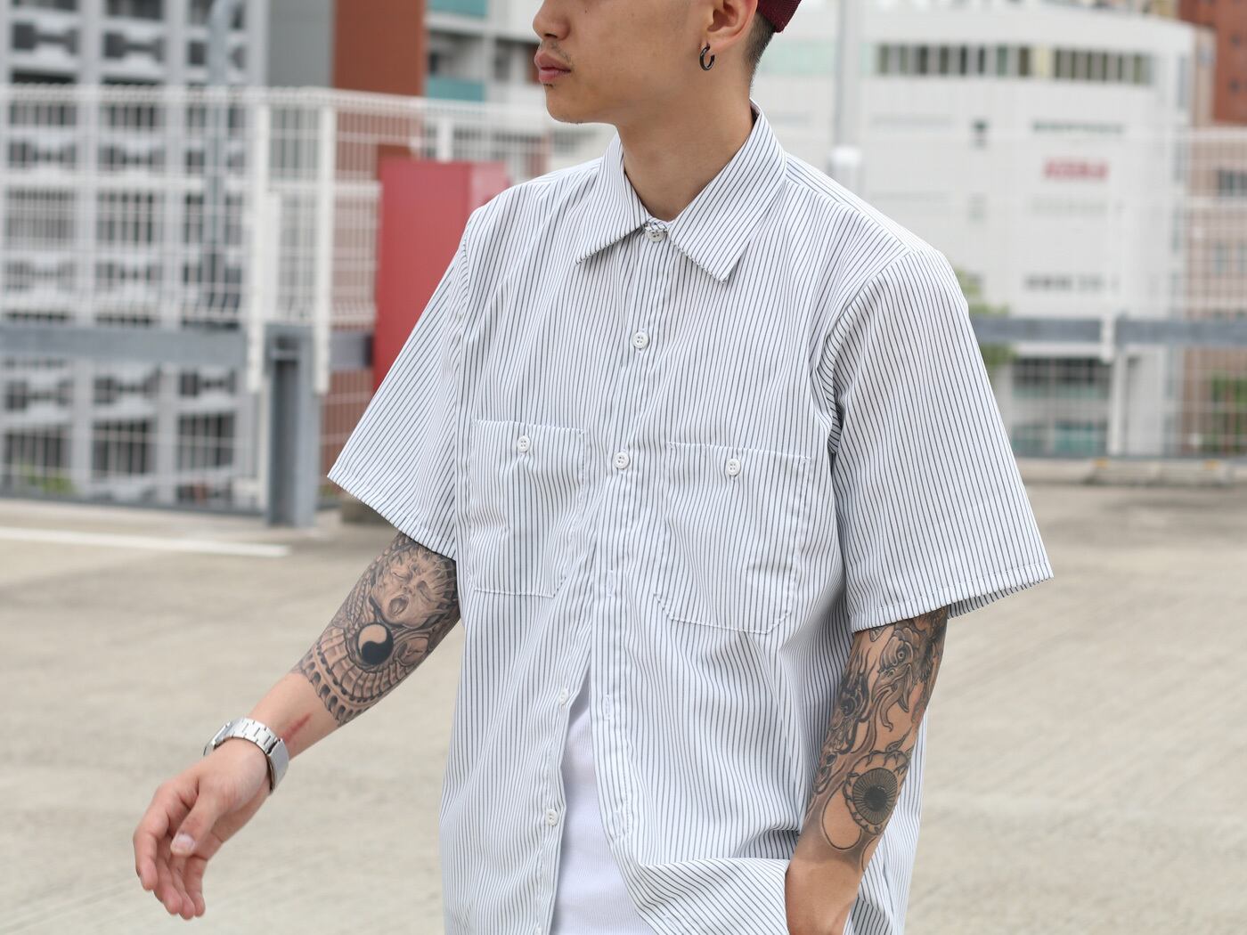 RED KAP レッドカップ SP20 Short Sleeve Striped Work Shirt 半袖