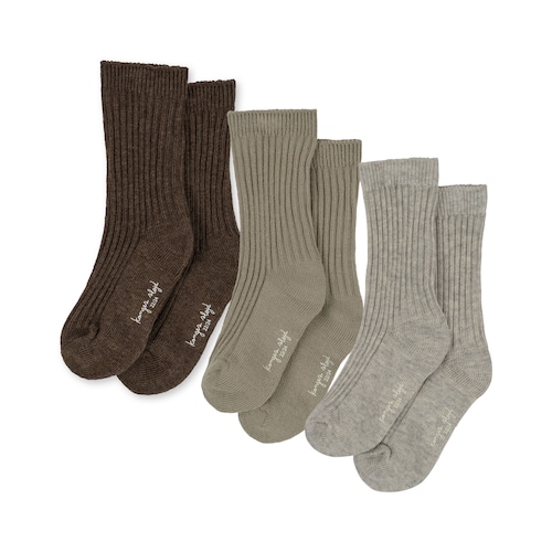 3 Pack Rib Socks [ Soft Grey / Ment / Brown ] / Konges Sloejd [コンゲススロイド 靴下 ソックス リブ ]