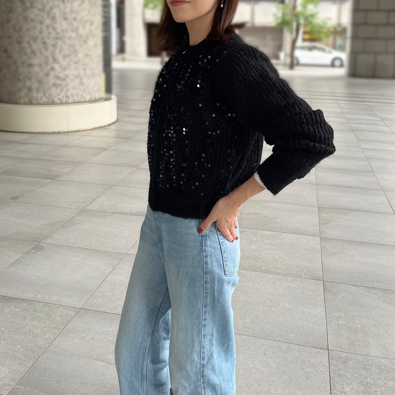 スパンコールジップカーディガン［40007］