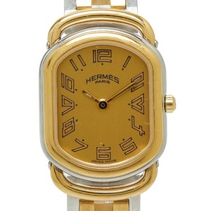 エルメス ラリー 腕時計 RA1.240 クオーツ ゴールド文字盤 ステンレススチール レディース HERMES 【中古】