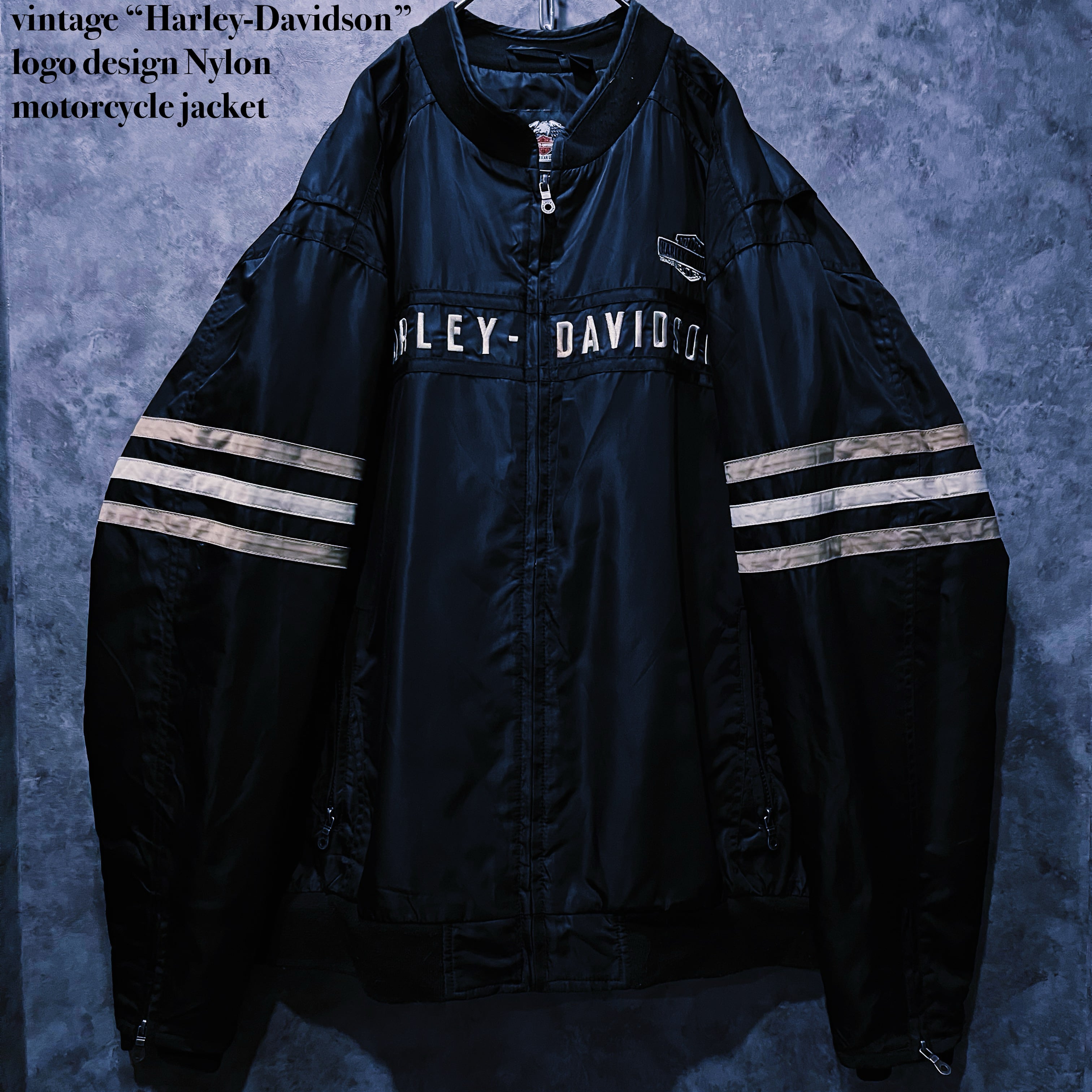 【doppio】vintage “Harley-Davidson” logo design Nylon motorcycle jacket